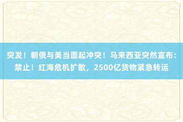 突发！朝俄与美当面起冲突！马来西亚突然宣布：禁止！红海危机扩散，2500亿货物紧急转运