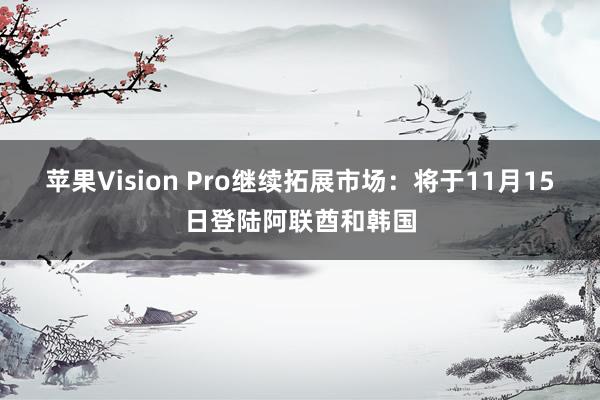 苹果Vision Pro继续拓展市场：将于11月15日登陆阿联酋和韩国