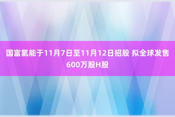 国富氢能于11月7日至11月12日招股 拟全球发售600万股H股