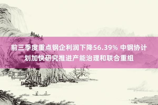 前三季度重点钢企利润下降56.39% 中钢协计划加快研究推进产能治理和联合重组