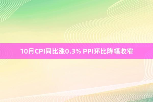 10月CPI同比涨0.3% PPI环比降幅收窄