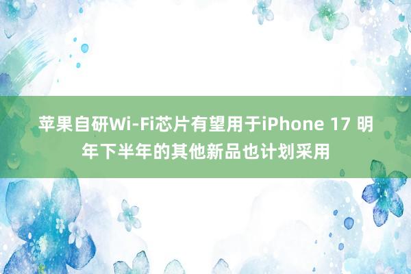 苹果自研Wi-Fi芯片有望用于iPhone 17 明年下半年的其他新品也计划采用