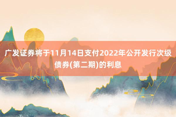 广发证券将于11月14日支付2022年公开发行次级债券(第二期)的利息