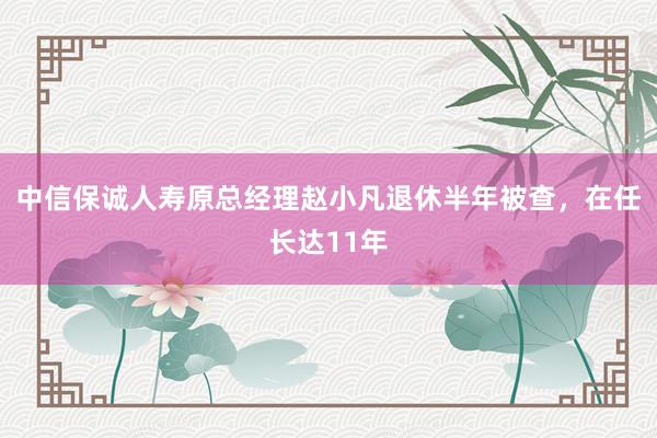 中信保诚人寿原总经理赵小凡退休半年被查，在任长达11年