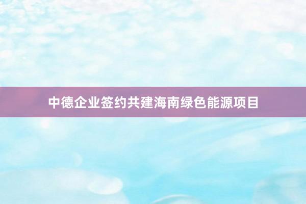 中德企业签约共建海南绿色能源项目