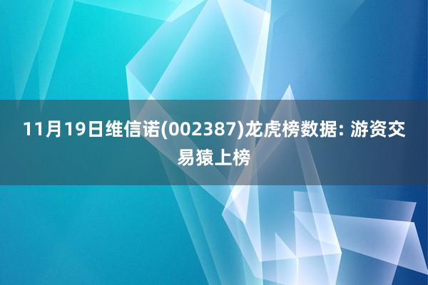 11月19日维信诺(002387)龙虎榜数据: 游资交易猿上榜