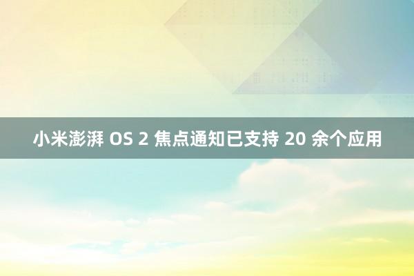 小米澎湃 OS 2 焦点通知已支持 20 余个应用