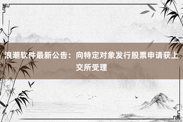 浪潮软件最新公告：向特定对象发行股票申请获上交所受理